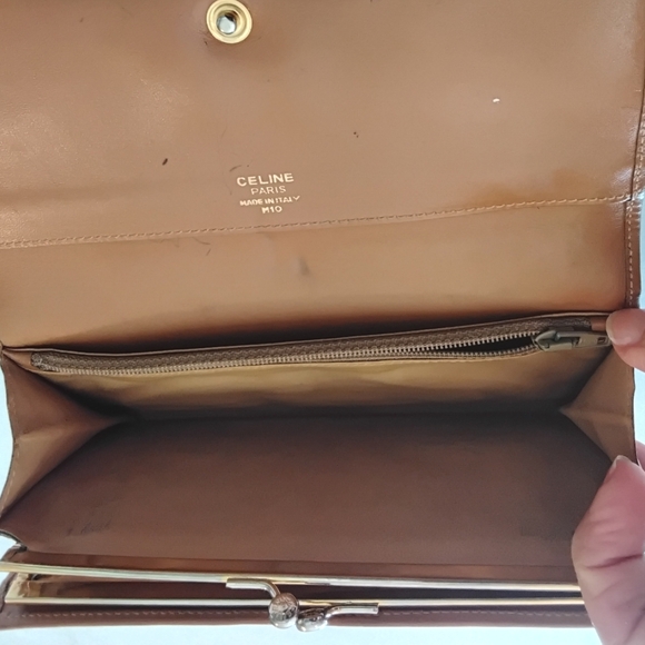 Celine Macadam Long Wallet Leather & Canvas Kisslock Section - Picture 13 of 17